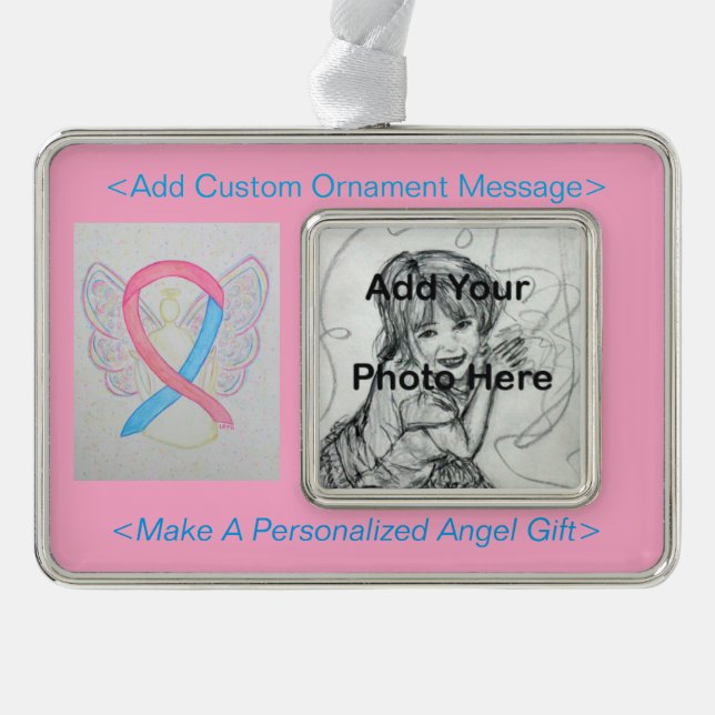 Pink and Blue Awareness Ribbon Angel Ornament (Front)