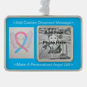 Pink and Blue Awareness Ribbon Angel Ornament