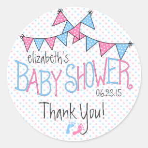 Pink and Blue Baby Bunting Classic Round Sticker