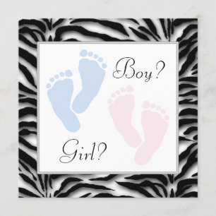 Pink and Blue Baby Feet Gender Reveal Invitation