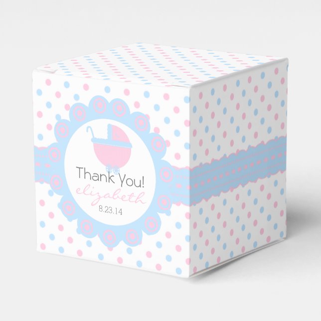 Pink and Blue-Baby Shower Favour Box (Front Side)