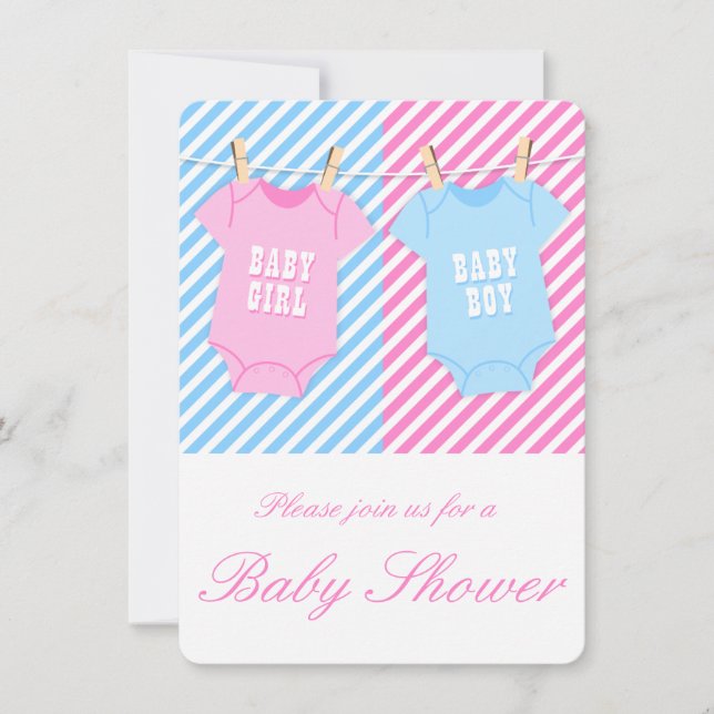 Pink and blue Baby Shower Invite Twins opt 1 (Front)