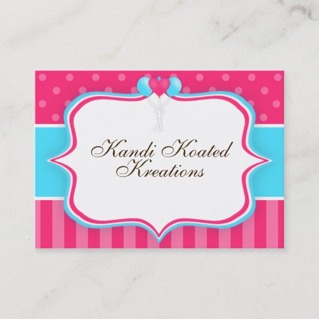 Pink and Blue Balloons Business Card (Front)
