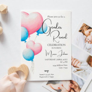 Pink and Blue Balloons Gender Reveal Invitation