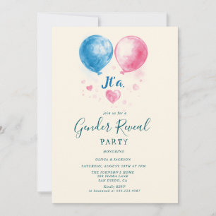 Pink and Blue balloons Gender Reveal Party  Invitation