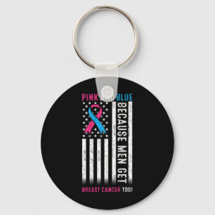 Pink And Blue Because Men Get Breast Cancer Too Us Key Ring