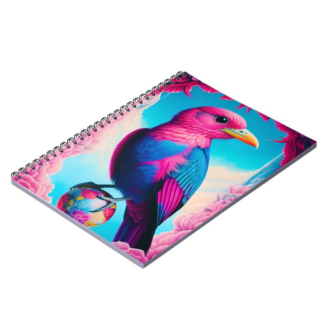 Pink and blue bird notebook (Left Side)
