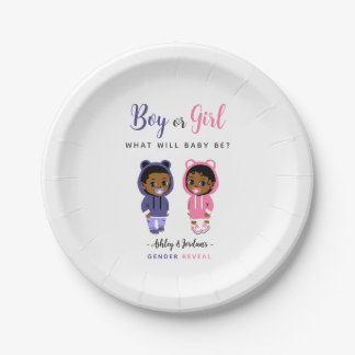 Pink and Blue Black Hoodie Baby Gender Reveal Paper Plate