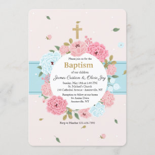 Pink and Blue Blossoms Invitation