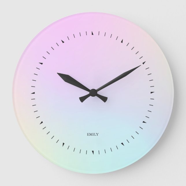 Pink and blue blurred ombre background large clock (Front)