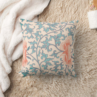 Pink and blue boho floral pattern cushion