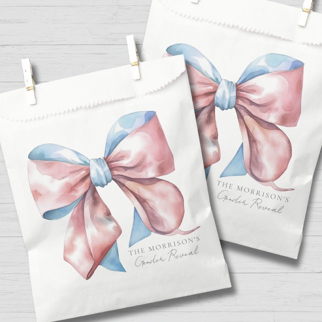 Pink And Blue Bow Gender Reveal Favour Bag (Pink And Blue Bow Gender Reveal Favor Bag )