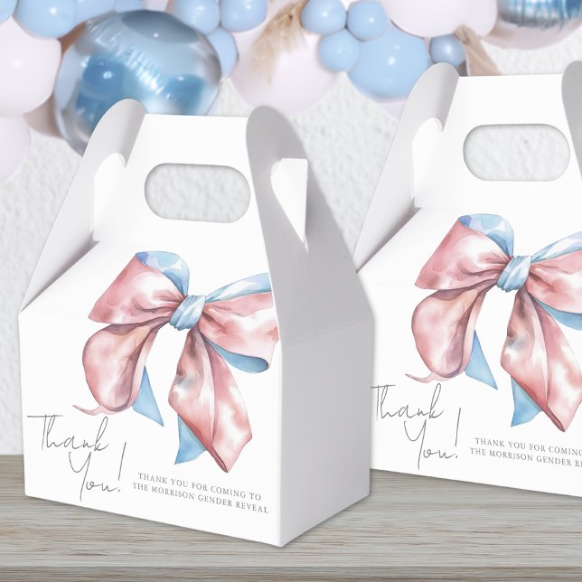 Pink And Blue Bow Gender Reveal Favour Box (Pink And Blue Bow Gender Reveal Favor Boxes)