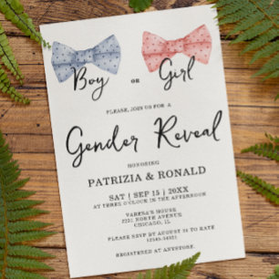 Pink and Blue Bows Gender Reveal Party  Invitation