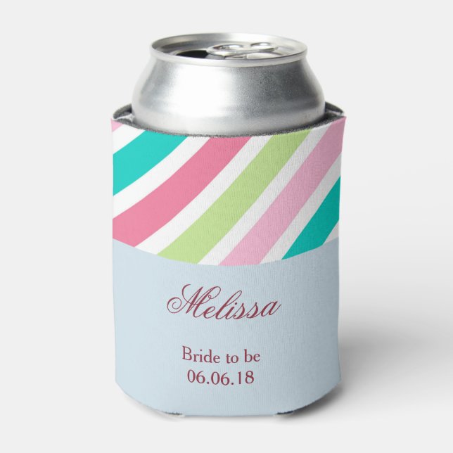 Pink and Blue Bride to Be Can Cooler (Can Front)