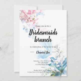 Pink and blue Bridesmaids Brunch Shower Invitation