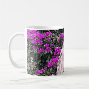 Pink and Blue Budgies against pink Bougainvillea Coffee Mug