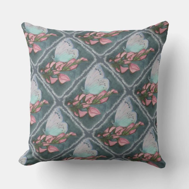 PINK AND BLUE BUTTERFLY CUSHION (Front)