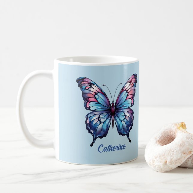 Pink and Blue Butterfly Mug (With Donut)