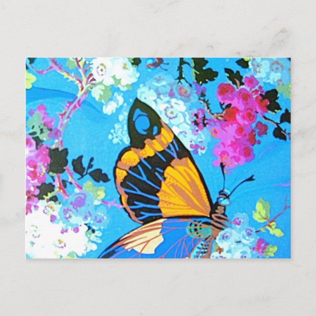 Pink and Blue Butterfly Postcard (Front)