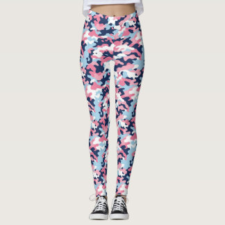 Pink and Blue Camo Leggings