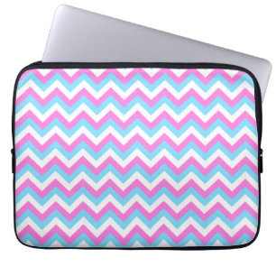 Pink and Blue Chevron Zig Zag Stripes. Laptop Sleeve