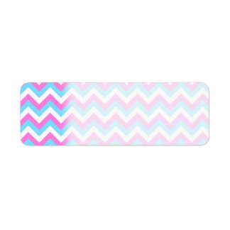 Pink and Blue Chevron Zig Zag Stripes. Return Address Label