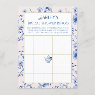 Pink and Blue Chinoiserie Bridal Shower Bingo Enclosure Card