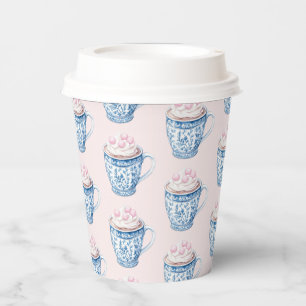 Pink and Blue Chinoiserie Hot Cocoa Mug Paper Cups
