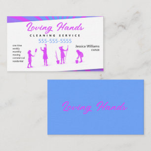 Pink and Blue Cleaning Service Business Card
