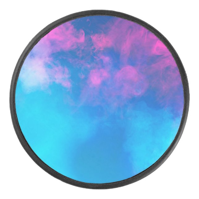 Pink and Blue Coloured Smoke | Zazzle_Growshop. Hockey Puck (Front)