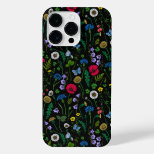 Pink and blue cornflowers, wild flowers on white i iPhone 14 pro max case