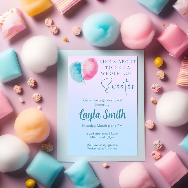 Pink and Blue Cotton Candy Shower Invitation (Creator Uploaded)