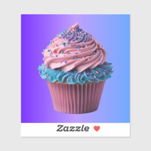 Pink and Blue Cupcake on Gradient