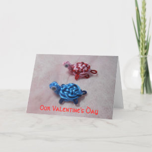 pink and blue cute turtles holiday card