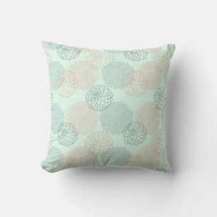 Pink and Blue Dahlias Throw Pillow