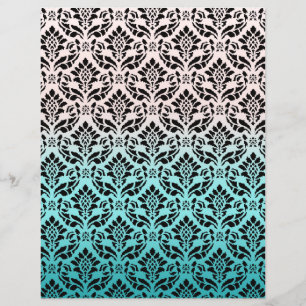 Pink and Blue Damask Scrapbook Paper Design