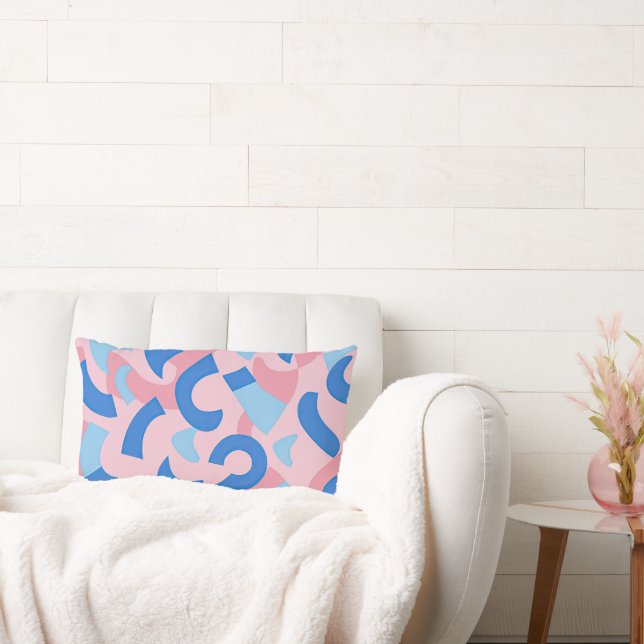 Pink and Blue Doodle Pattern Lumbar Cushion (Couch)