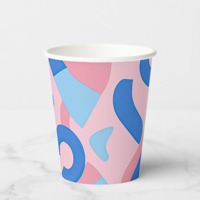 Pink and Blue Doodle Pattern Paper Cups (Back)