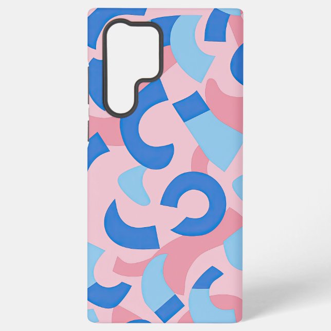 Pink and Blue Doodle Pattern Samsung Galaxy S22 Ultra Case (Back)