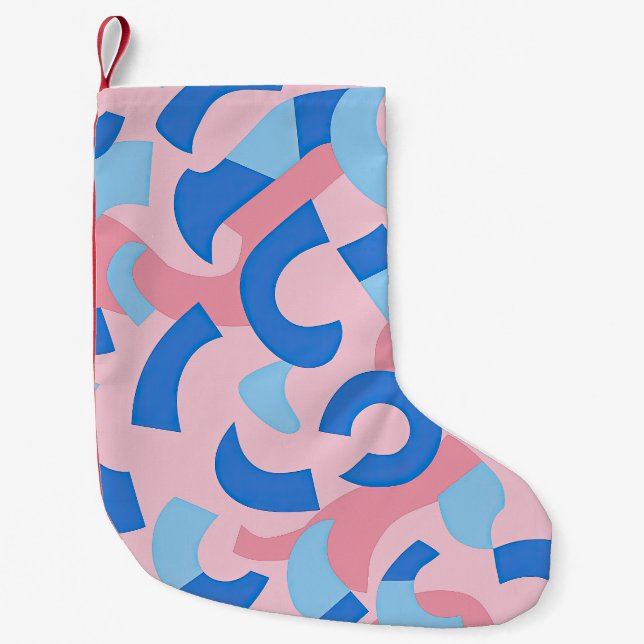 Pink and Blue Doodle Pattern Small Christmas Stocking (Front)