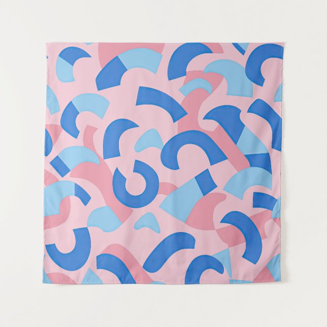 Pink and Blue Doodle Pattern Tapestry (Front (Horizontal))