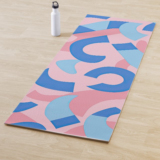 Pink and Blue Doodle Pattern Yoga Mat (In Situ)
