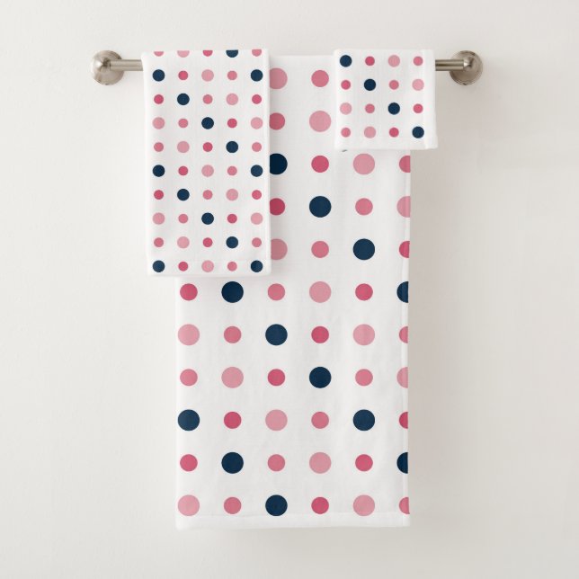 Pink and Blue Dots Bath Towel Set (Insitu)
