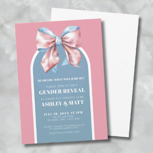 Pink And Blue Elegant Gender Reveal Invitation