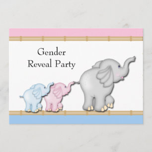 Pink and Blue Elephant Gender Reveal Invitation
