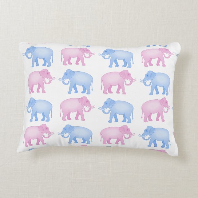 Pink and Blue Elephants Gender Reveal Decorative Cushion (Back)