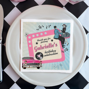 Pink and Blue Fifties Rockabilly Birthday Party Napkin