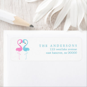 Pink and Blue Flamingos Return Address Label