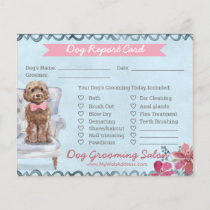 Pink and Blue Floral Dog Grooming Report Card  Fly